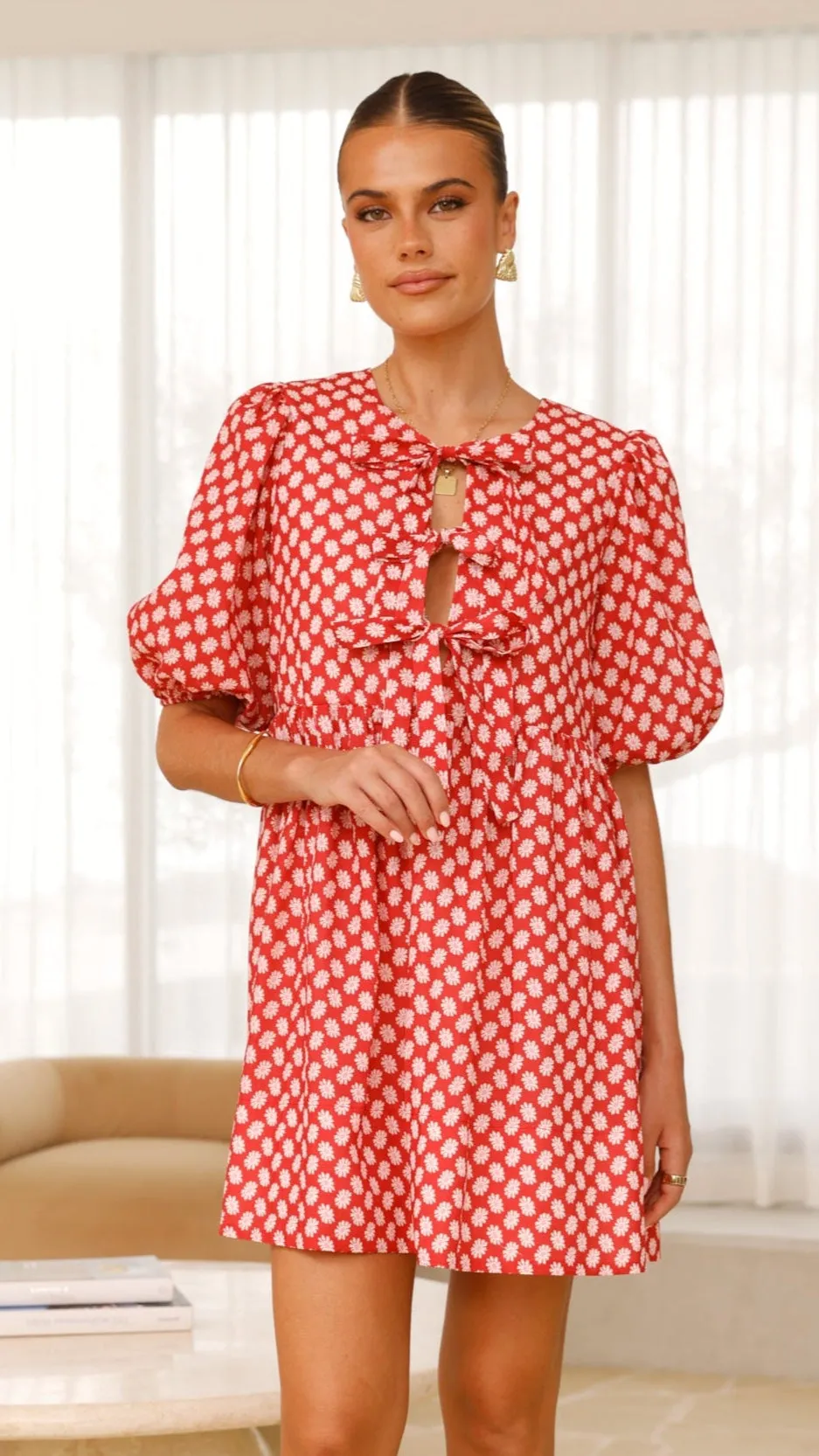 Arana Mini Dress - Red Floral sold by Billy J product image thumbnail 5