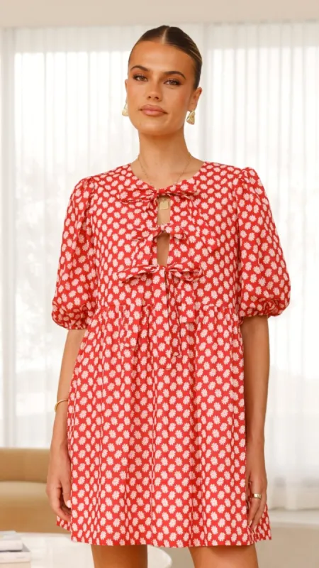 Arana Mini Dress - Red Floral sold by Billy J