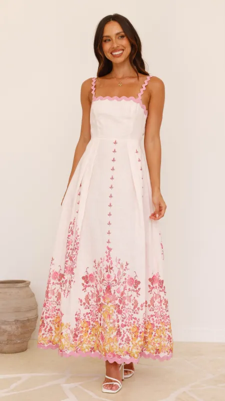 Hadleigh Midi Dress - Pink/ Yellow Floral sold by Billy J