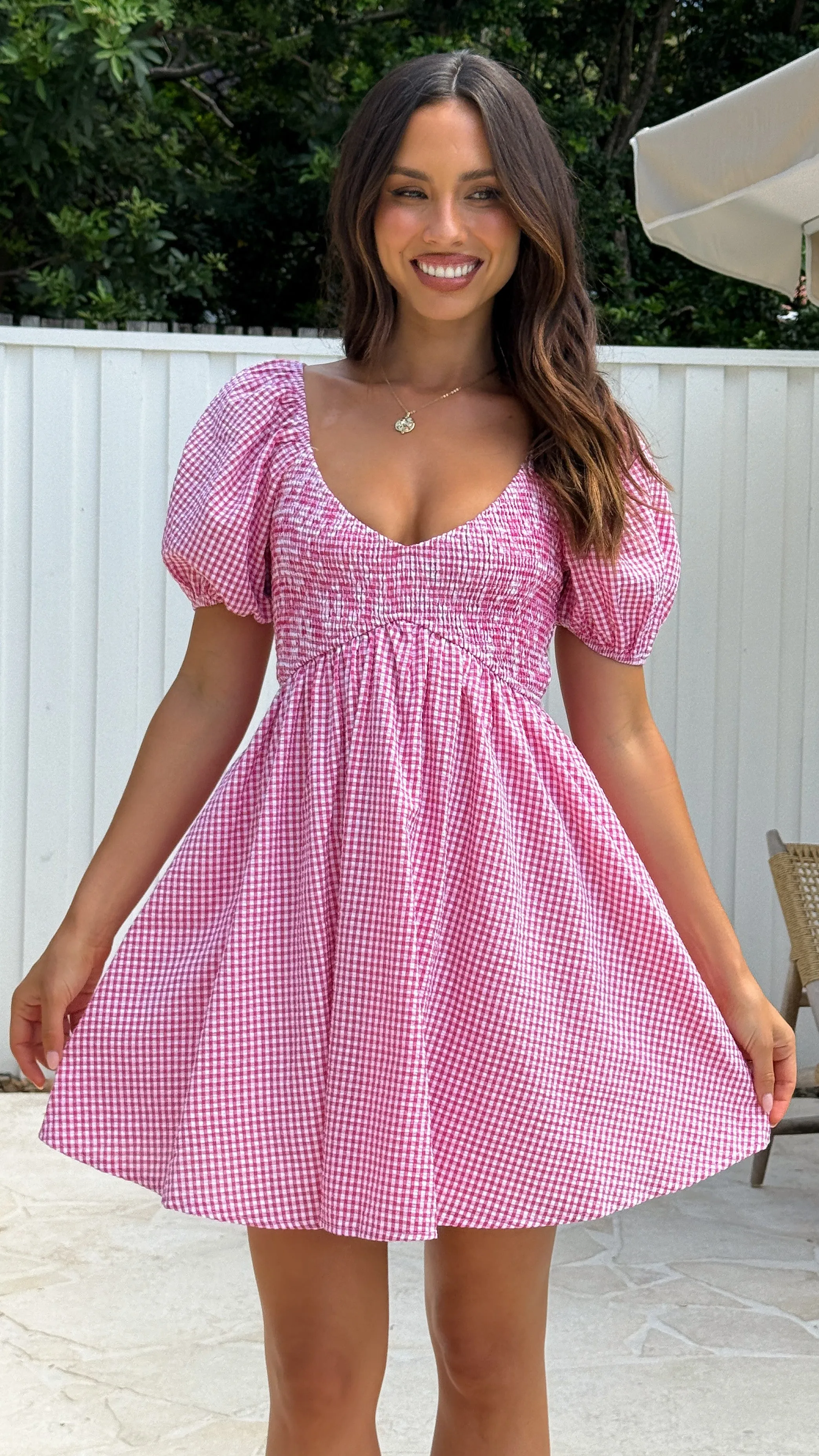 Sahirah Mini Dress - Red / White Gingham sold by Billy J product image thumbnail 4