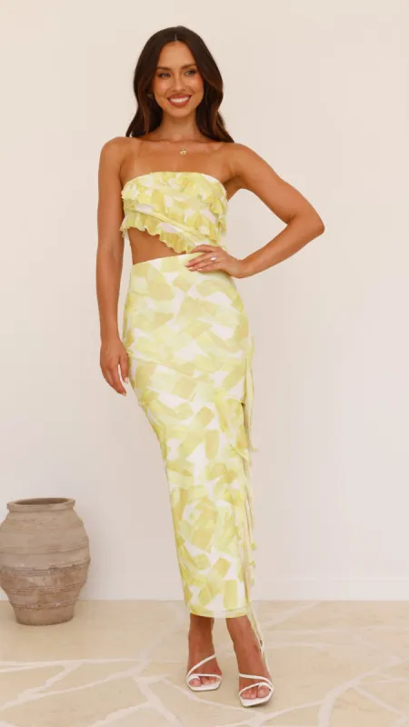 Zinnia Midi Dress - Yellow/White sold by Billy J