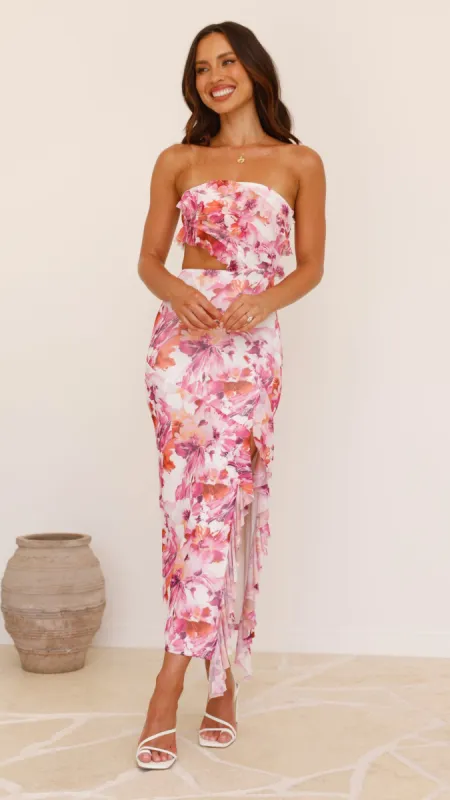Zinnia Midi Dress - Pink/Purple Floral sold by Billy J