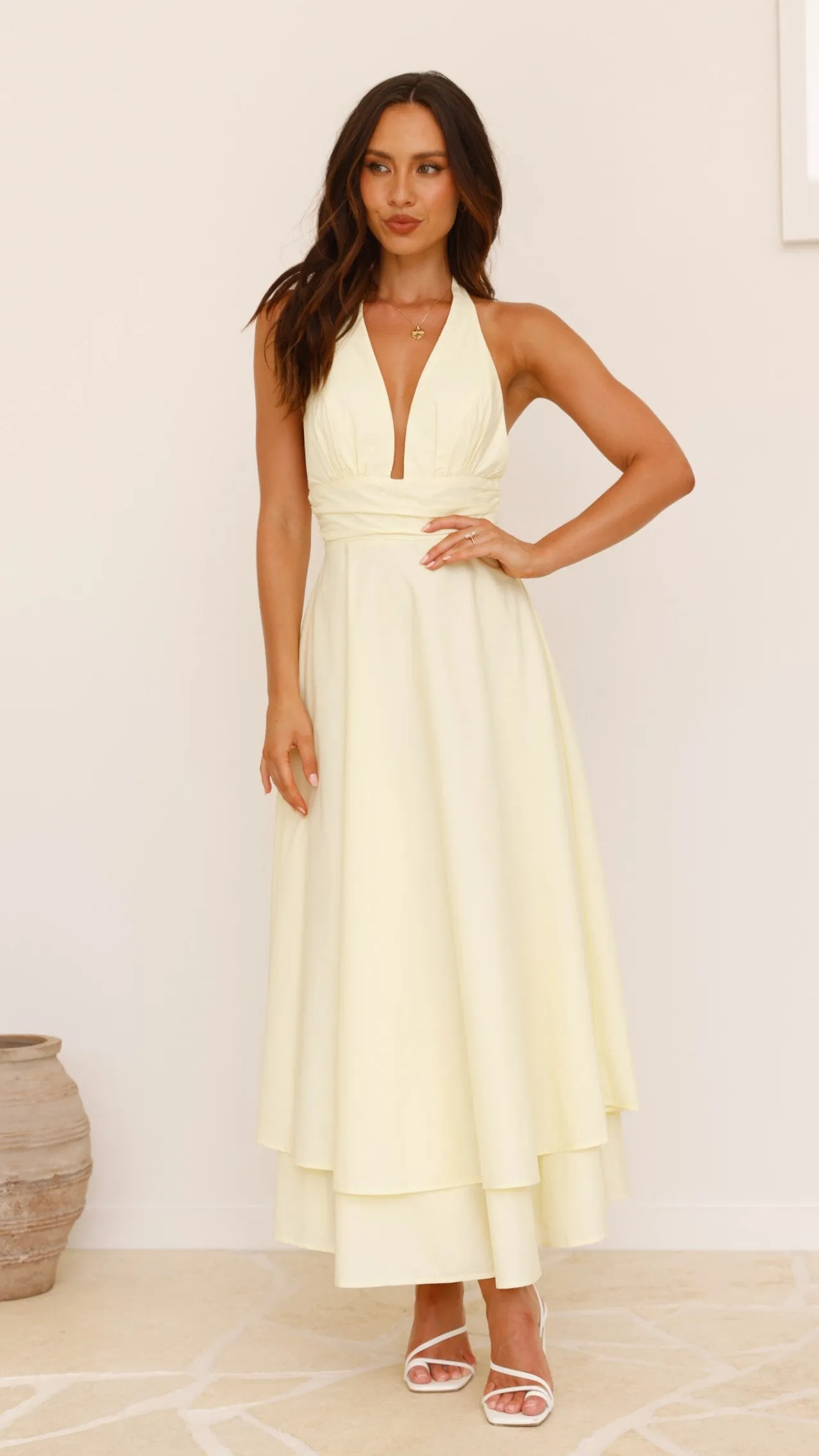 Kathy Halter Neck Maxi Dress - Lemon sold by Billy J product image thumbnail 5