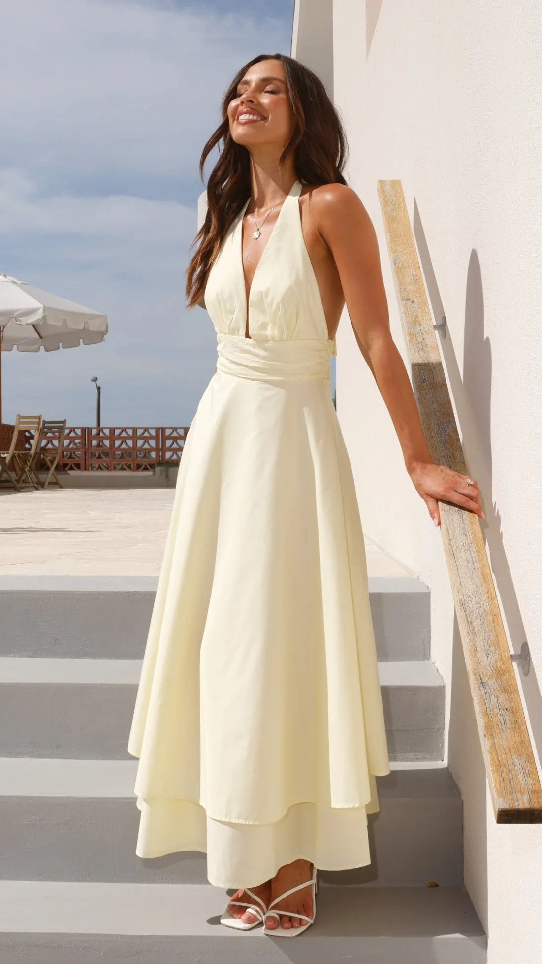 Kathy Halter Neck Maxi Dress - Lemon sold by Billy J product image thumbnail 4