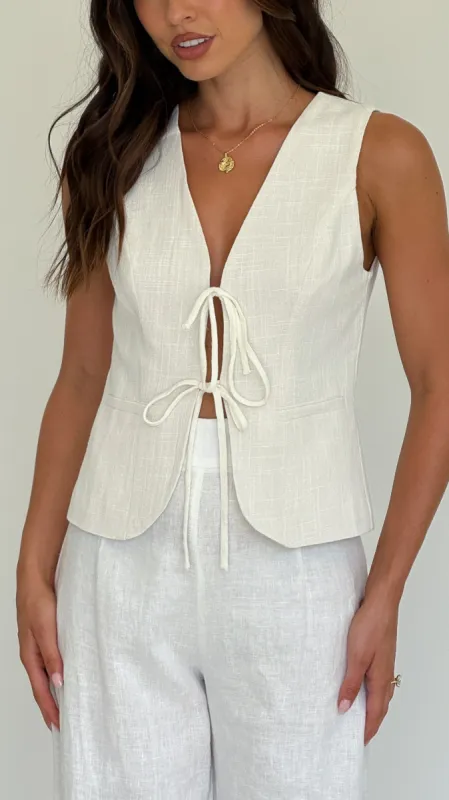 Alisa Tie Vest - Light Beige sold by Billy J