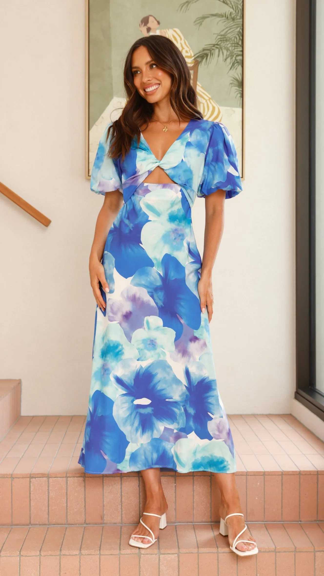 Zariel Maxi Dress - Blue Floral sold by Billy J