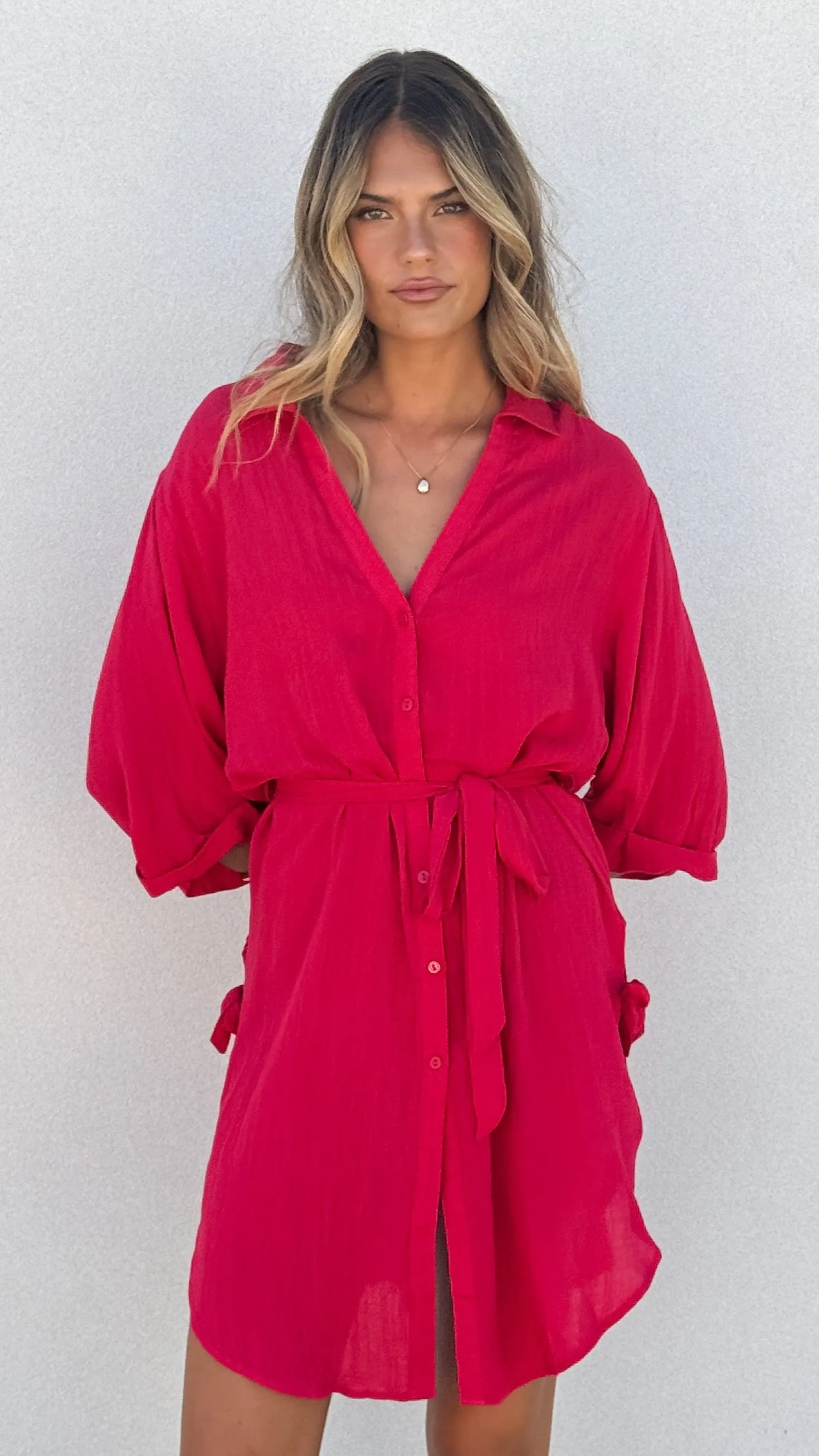 Vesper Short Sleeve Mini Dress - Red sold by Billy J product image thumbnail 4