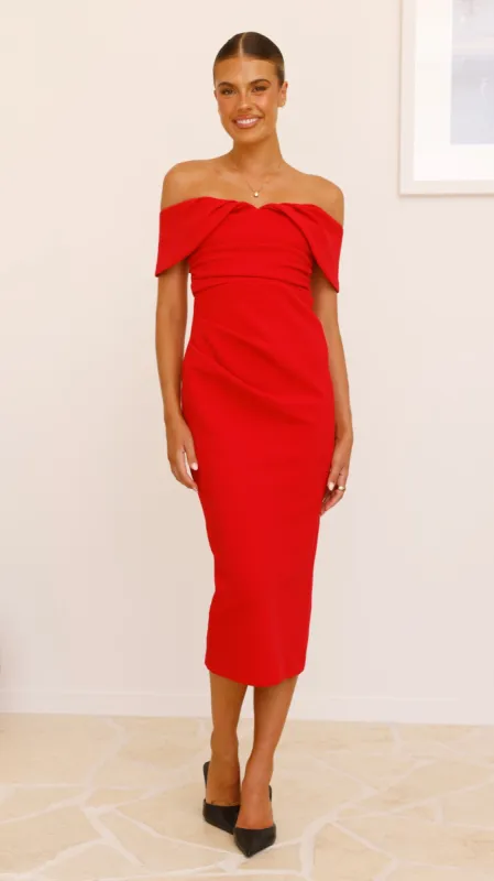 Holly Midi Dress - Red sold by Billy J