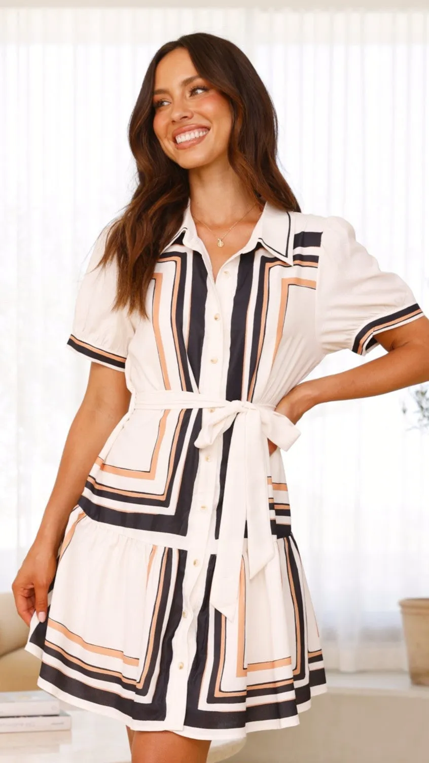 Priscilla Mini Dress - Black/Beige sold by Billy J