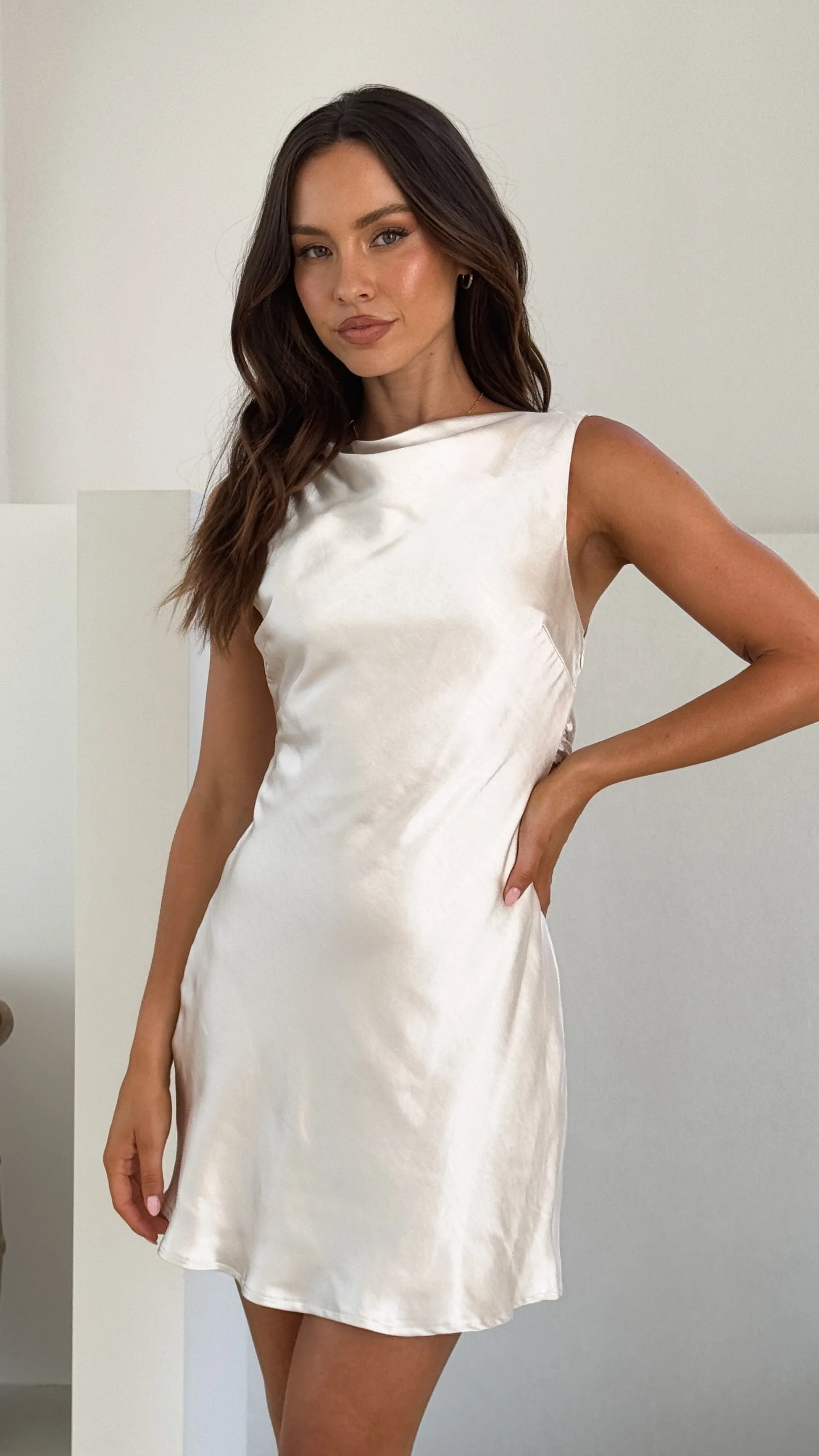 Korie Boatneck Mini Dress - Champagne sold by Billy J product image thumbnail 5