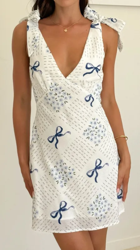Tullie Mini Dress - Sweet Bow Blue sold by Billy J