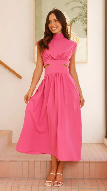 Maddison Midi Dress - Hot Pink sold by Billy J