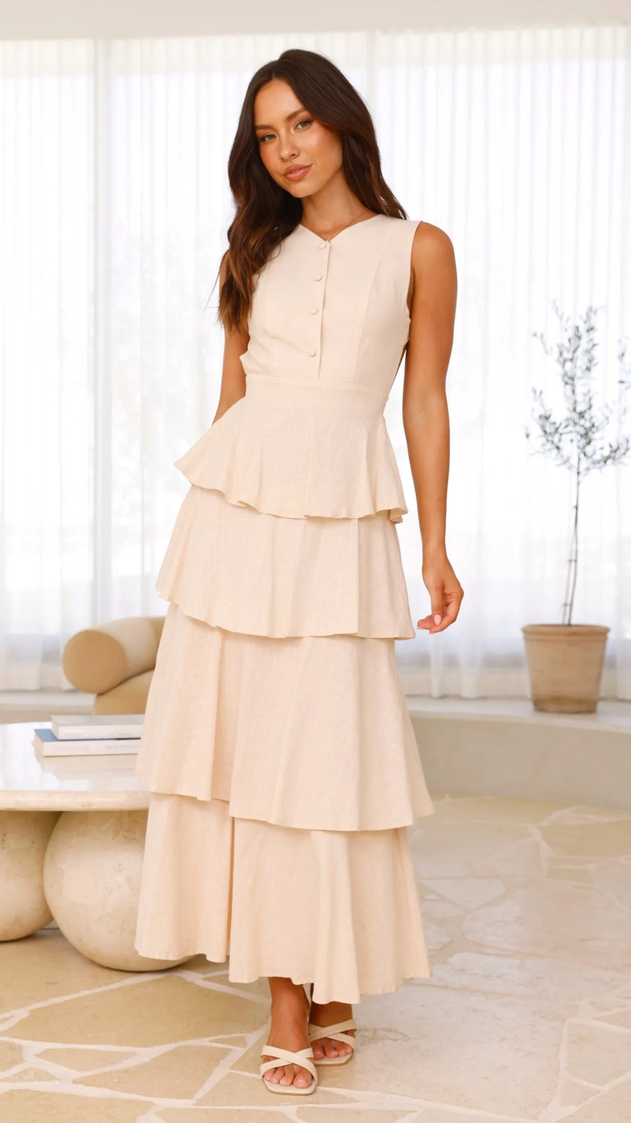 Anastasia Backless Maxi Dress - Oat sold by Billy J