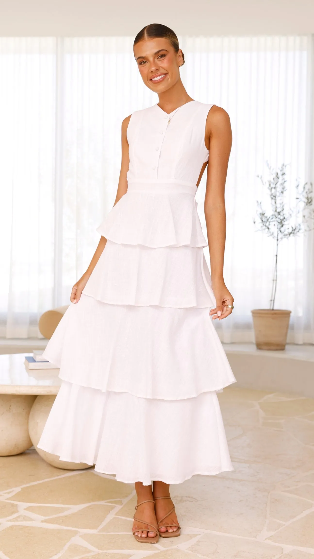 Anastasia Backless Maxi Dress - White sold by Billy J