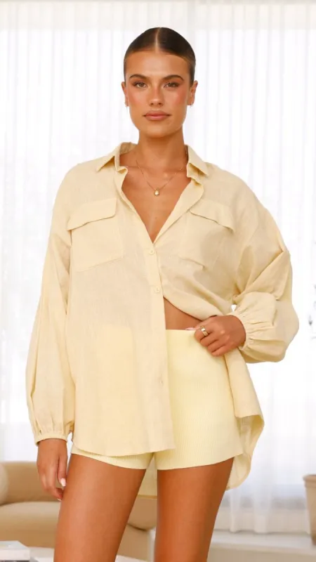 Bianca Oversized Button Up Shirt - Lemon sold by Billy J