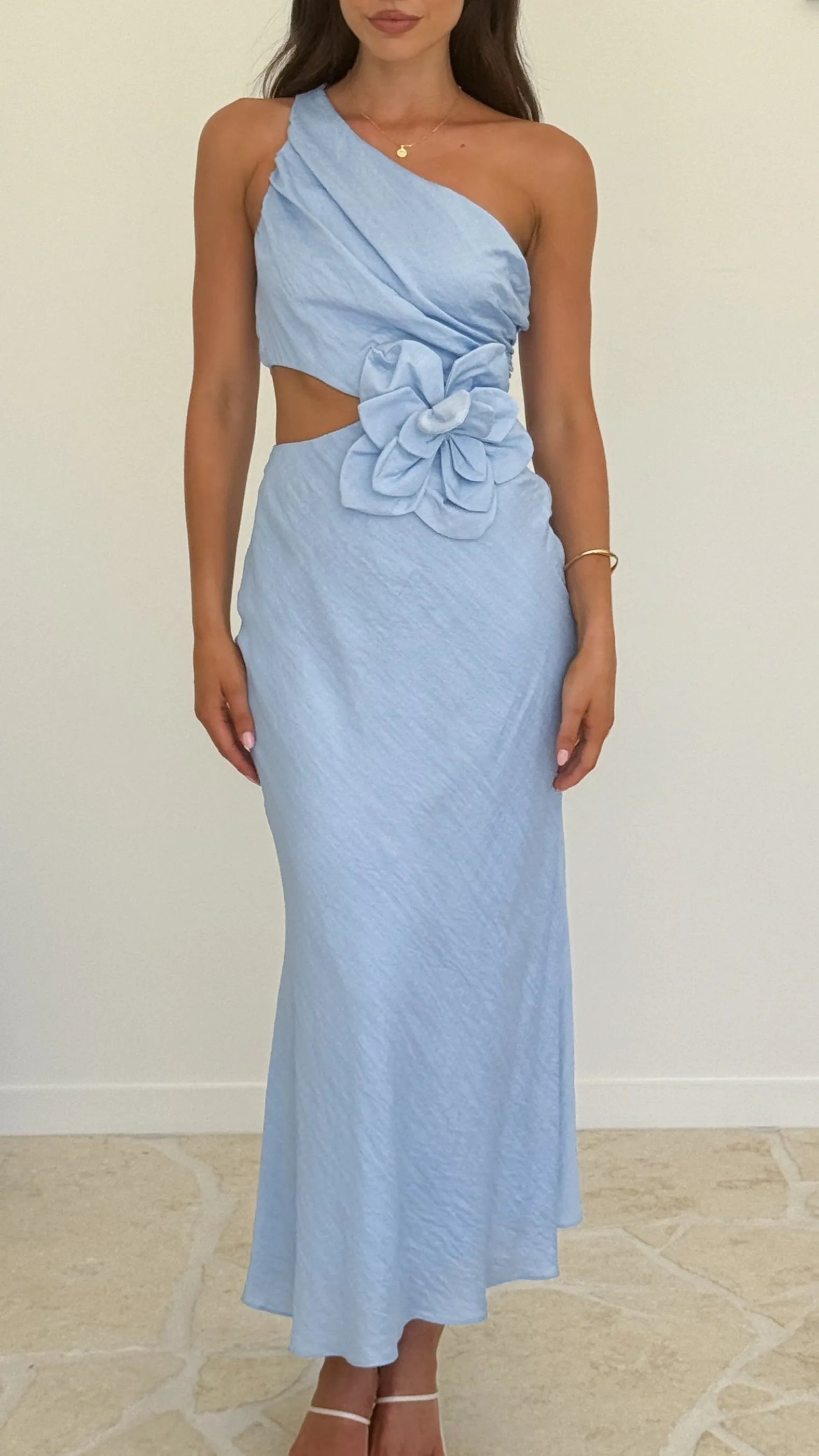Bloom One Shoulder Cut Out Maxi Dress - Blue sold by Billy J product image thumbnail 5
