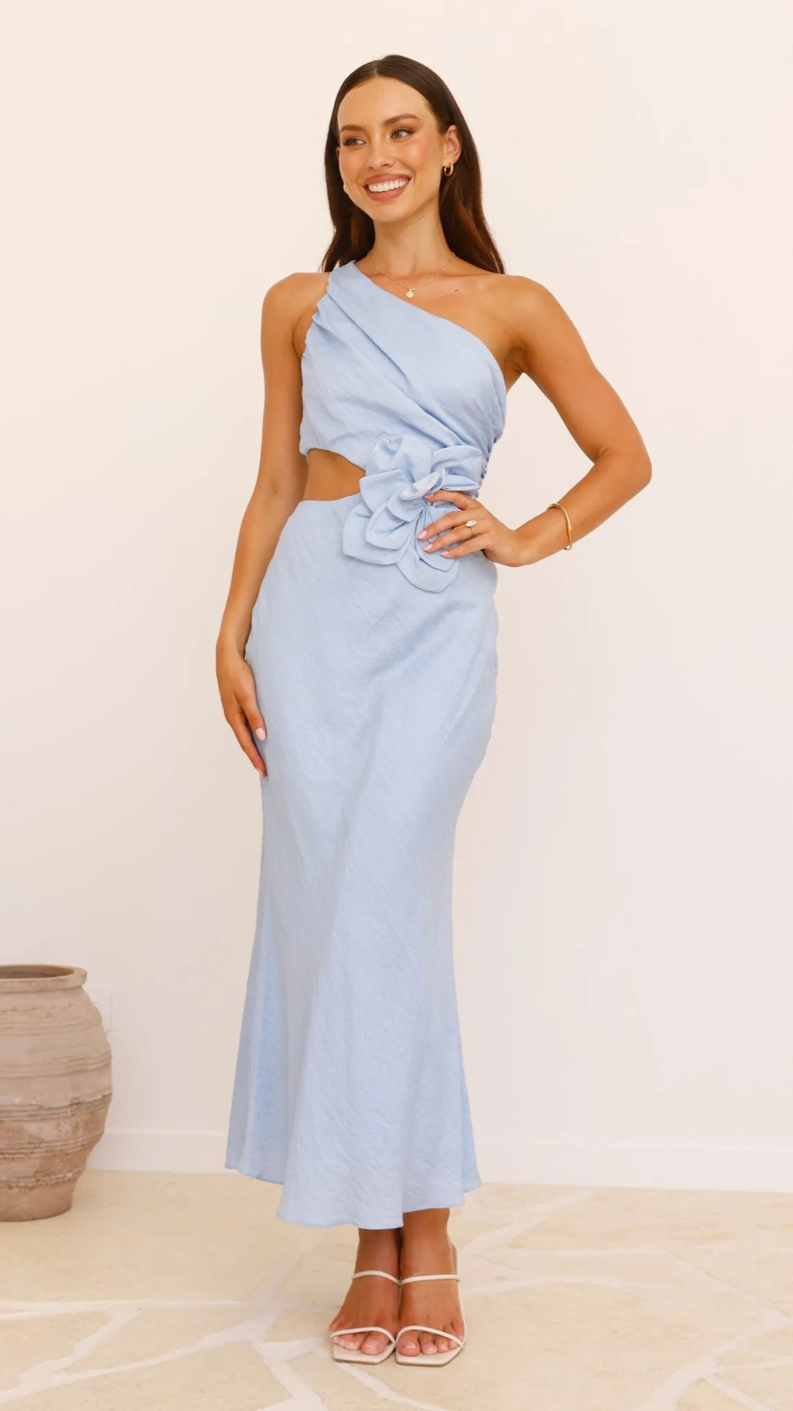 Bloom One Shoulder Cut Out Maxi Dress - Blue sold by Billy J product image thumbnail 4