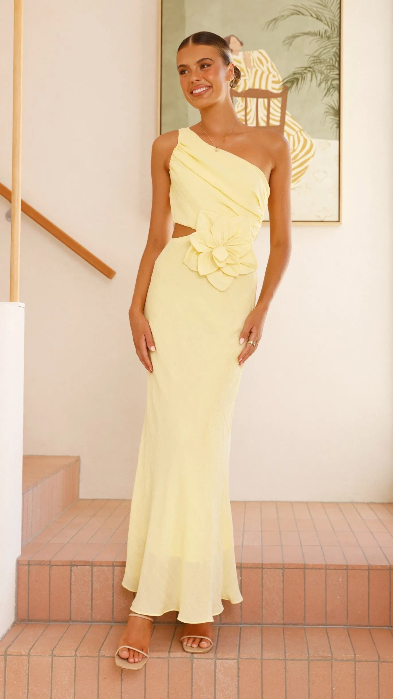 Bloom One Shoulder Cut Out Maxi Dress - Yellow sold by Billy J product image thumbnail 3