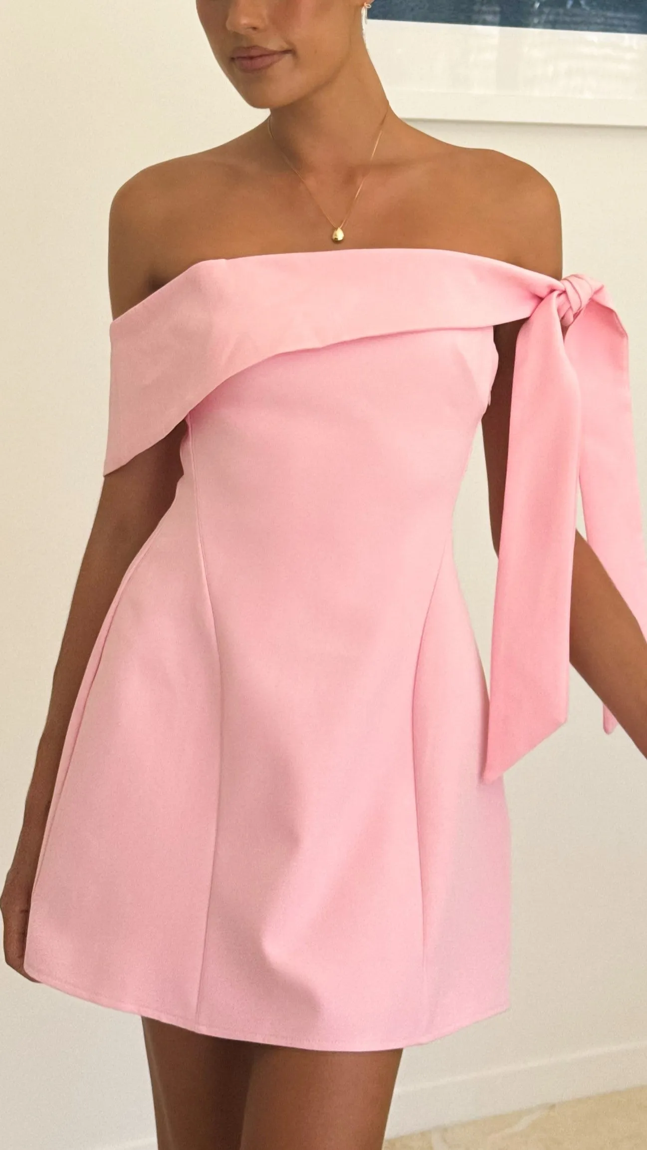 Halen Off Shoulder Mini Dress - Pink sold by Billy J product image thumbnail 4