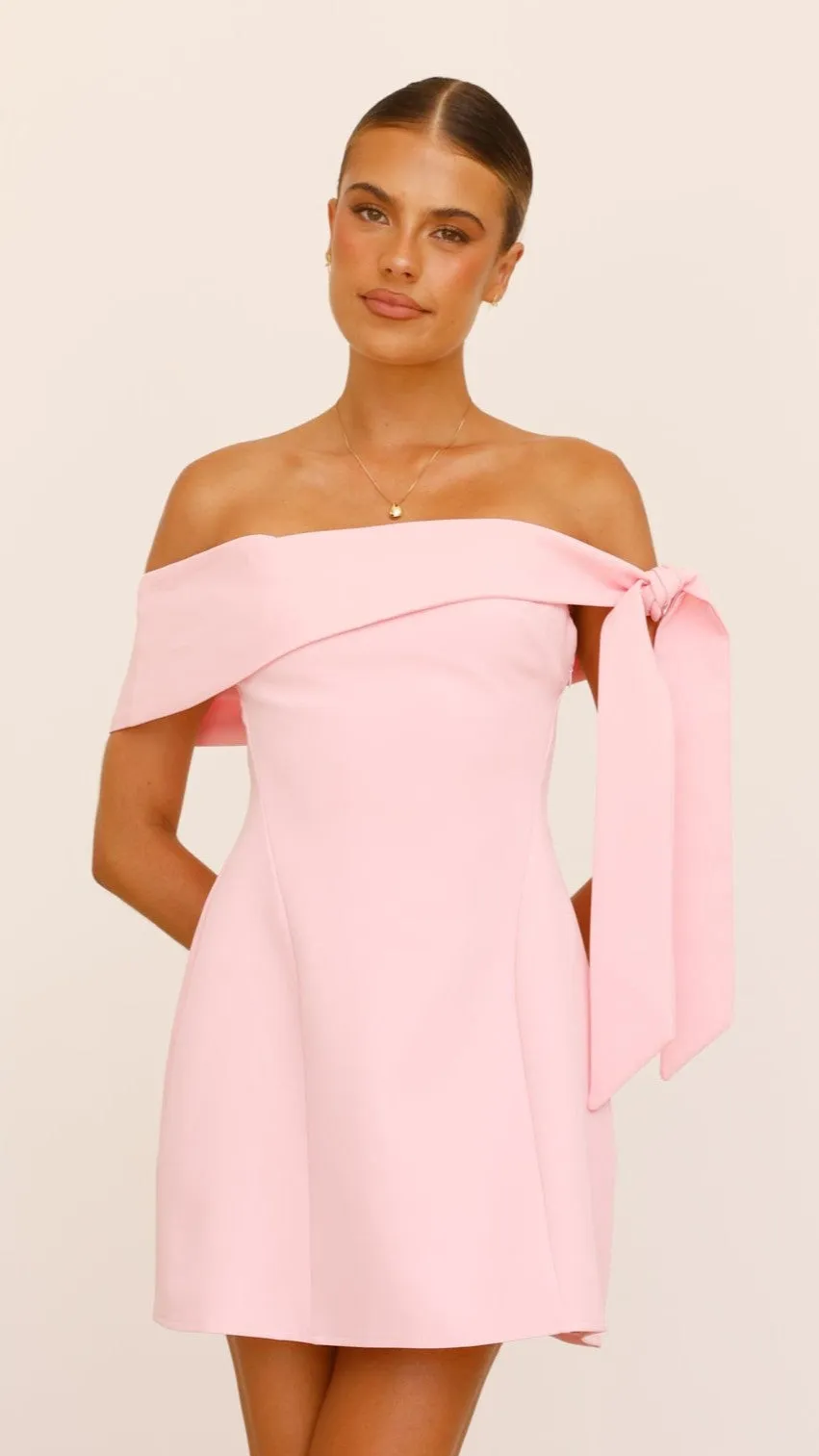 Halen Off Shoulder Mini Dress - Pink sold by Billy J