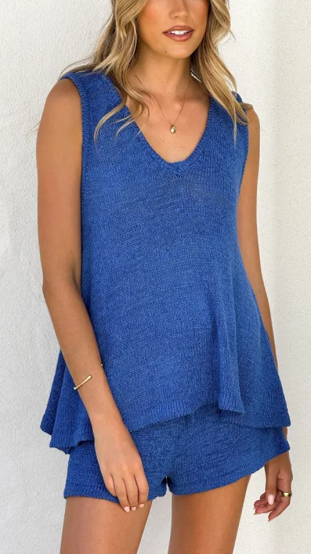 Summer Knit Top and Shorts Set - Blue sold by Billy J