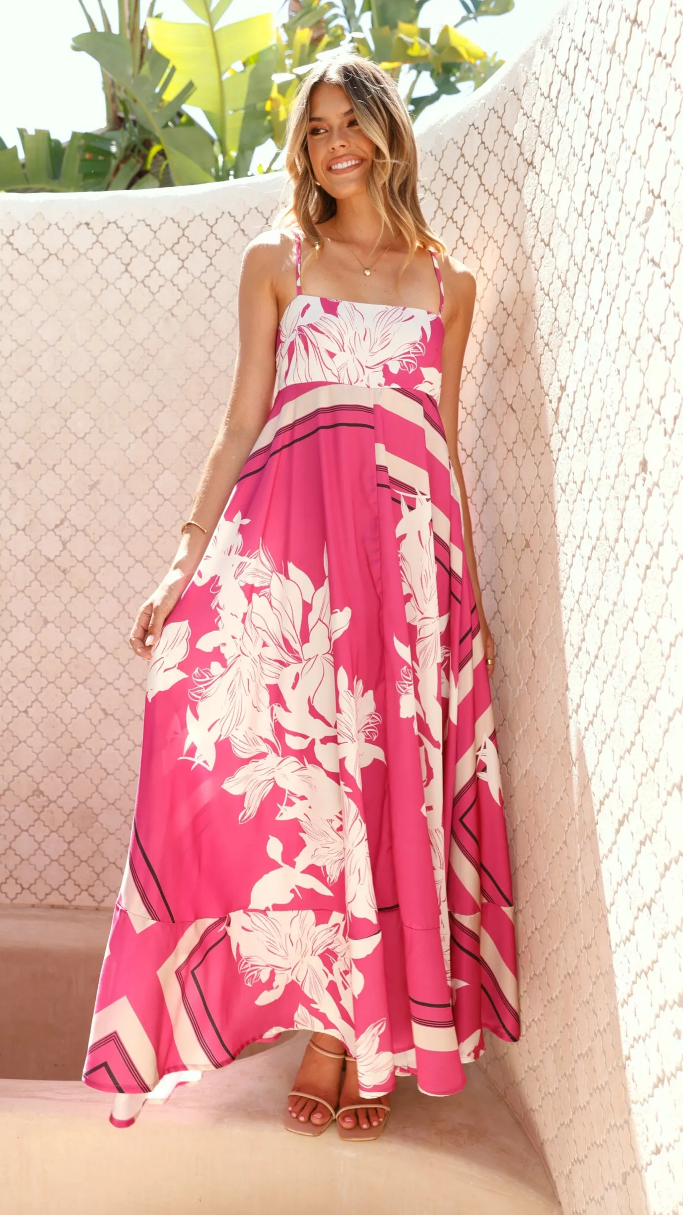 Kaethe Maxi Dress - Hot Pink Print sold by Billy J product image thumbnail 3