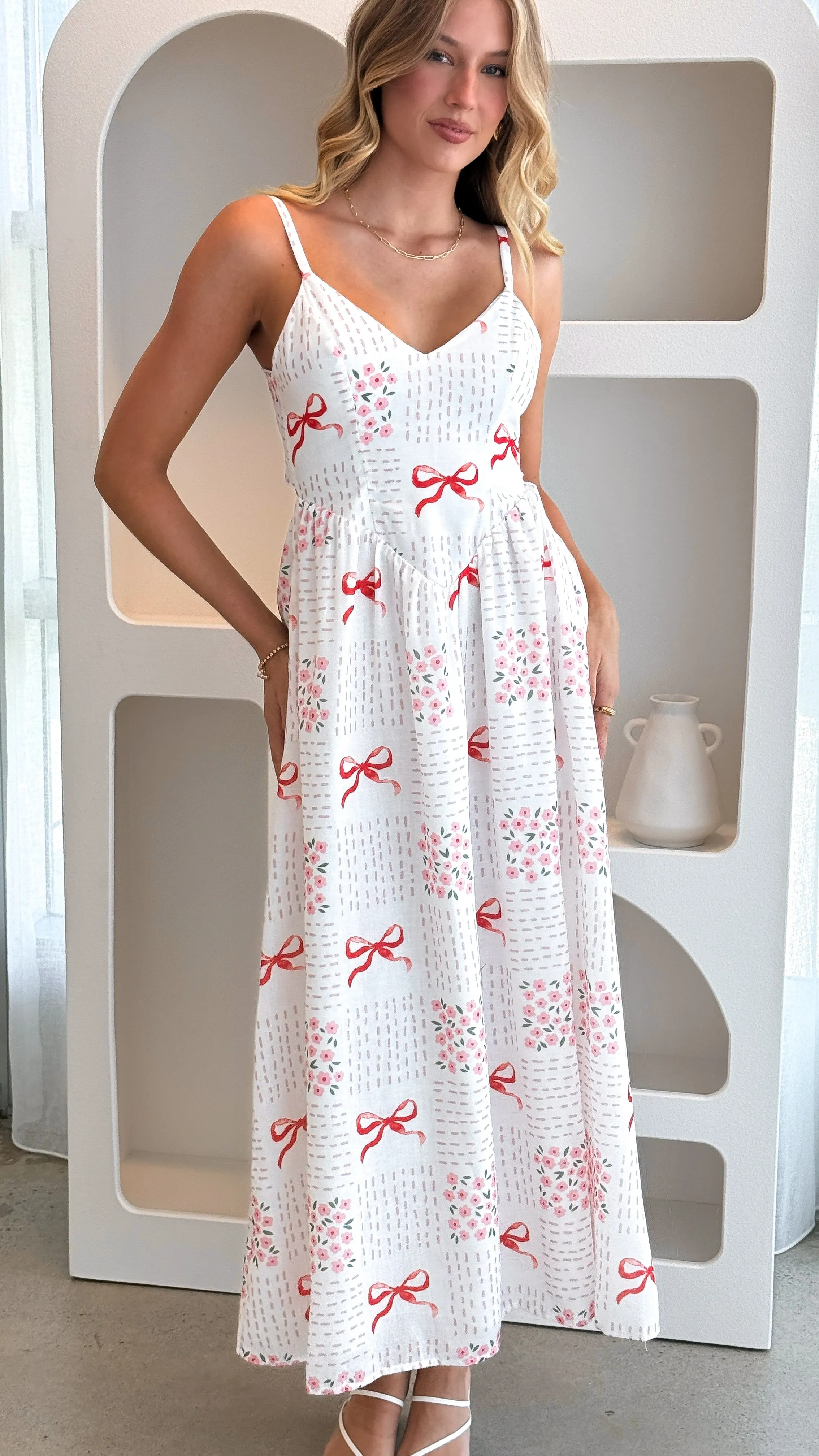 Georgina Maxi Dress - Sweet Bow Pink sold by Billy J