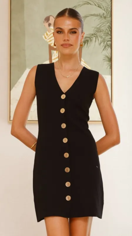 Mikki Button Up Mini Dress - Black sold by Billy J