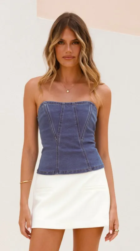 Batia Strapless Top - Dark Denim sold by Billy J
