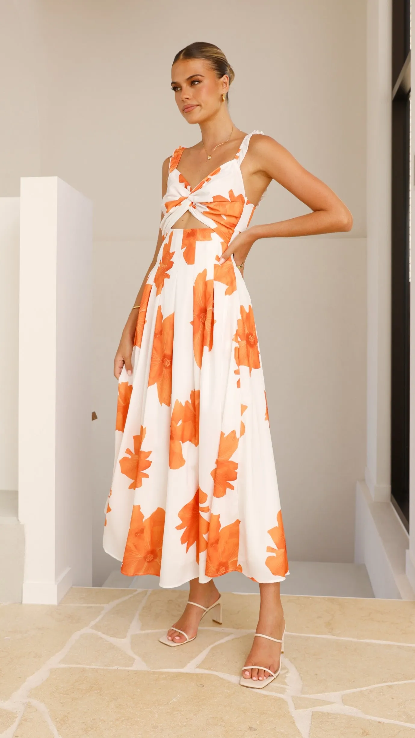 Mina Maxi Dress - White/Orange Floral sold by Billy J product image thumbnail 5