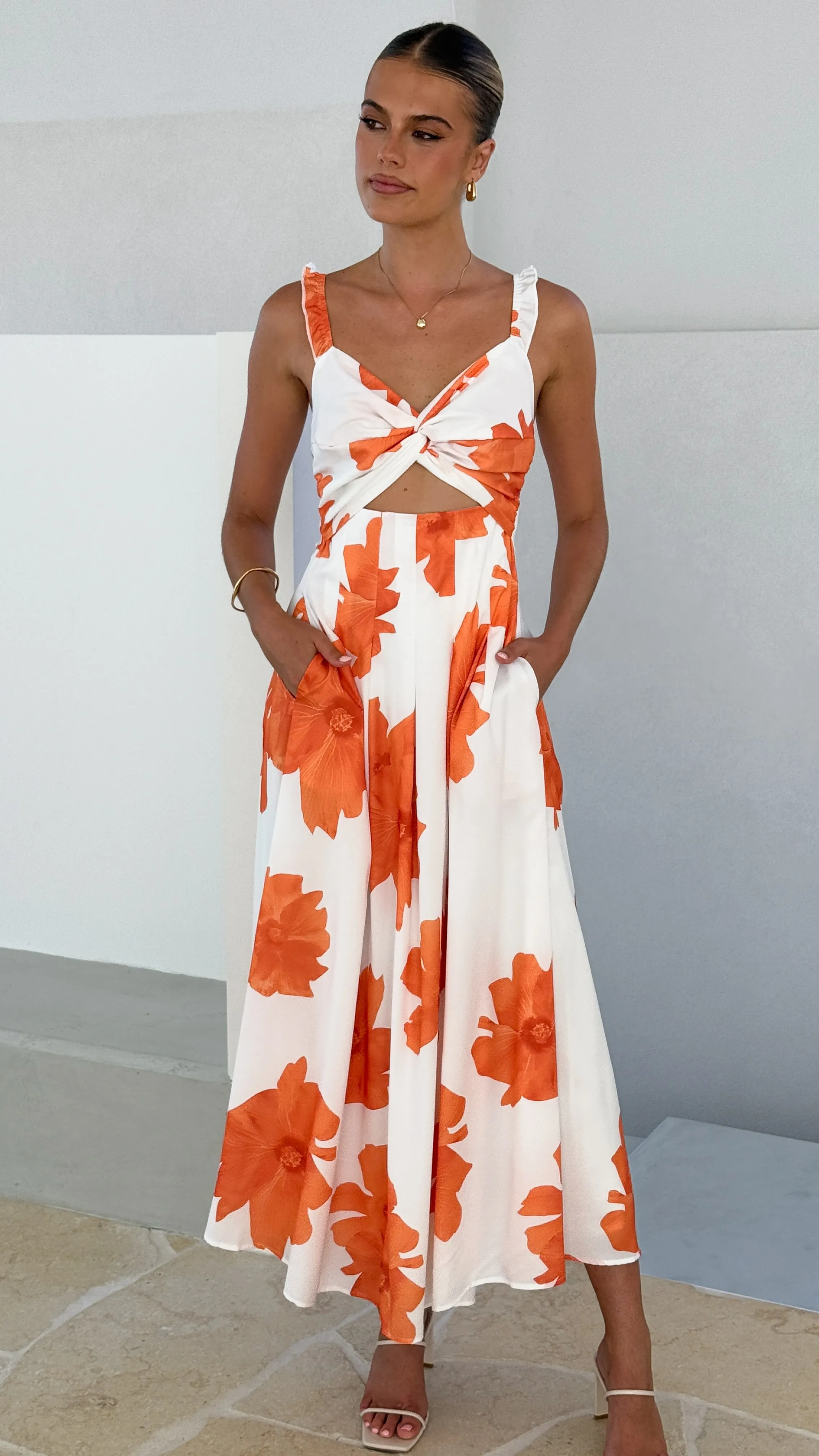 Mina Maxi Dress - White/Orange Floral sold by Billy J product image thumbnail 3