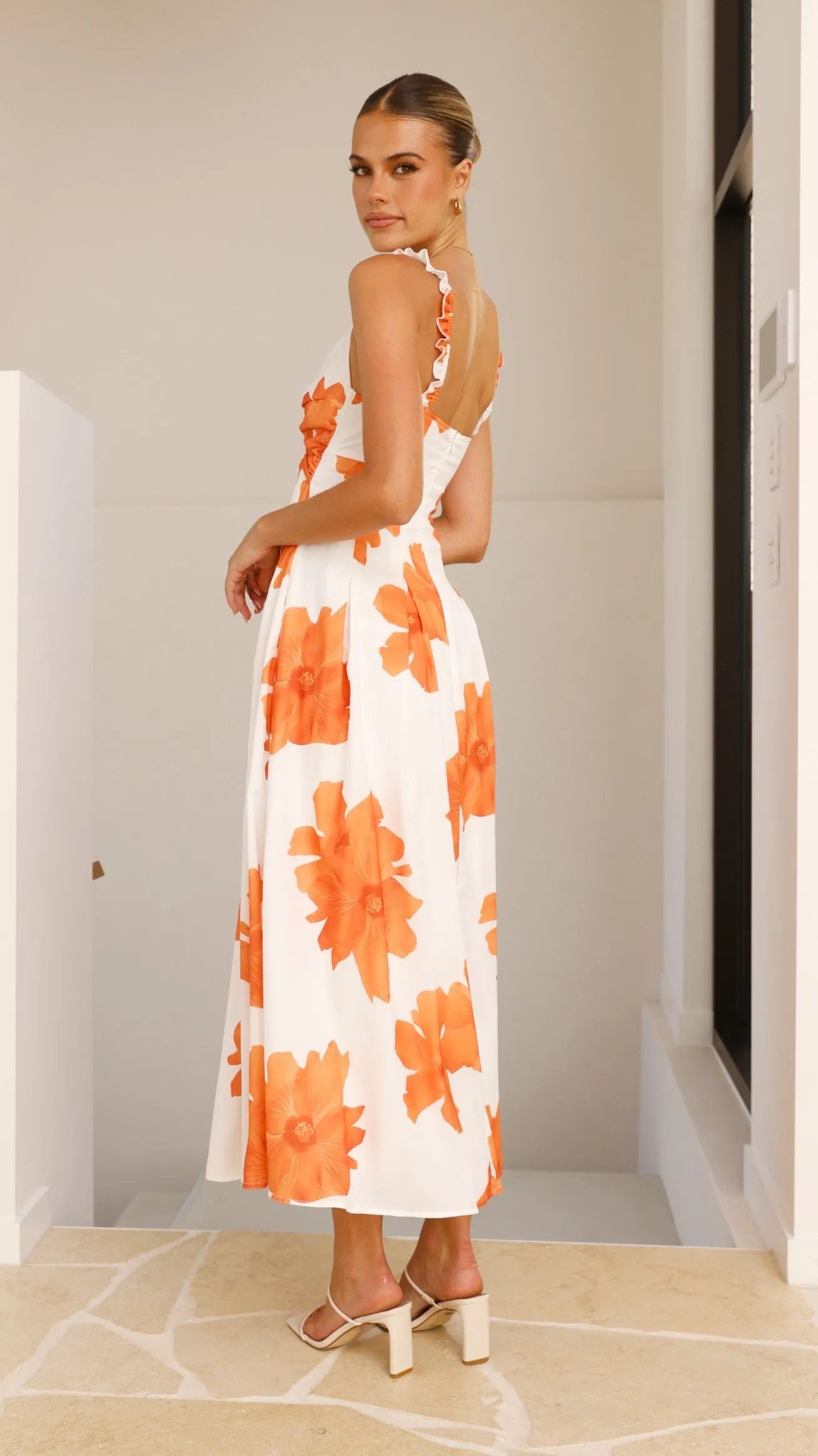 Mina Maxi Dress - White/Orange Floral sold by Billy J product image thumbnail 2