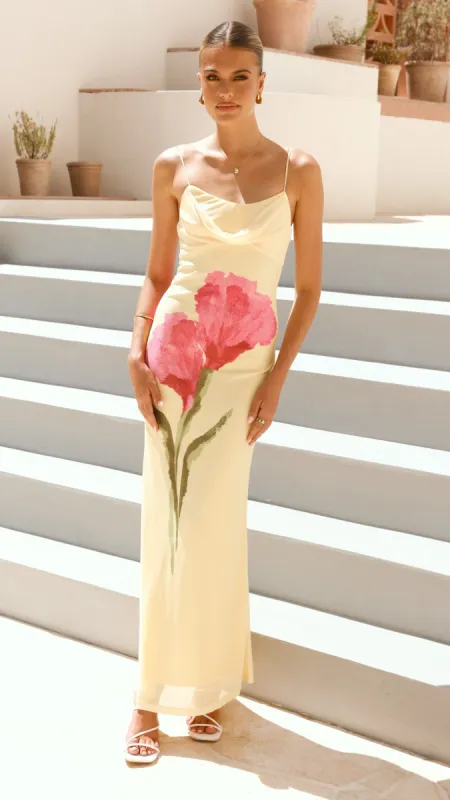 Kiaya Maxi Dress - Yellow/Blossom sold by Billy J
