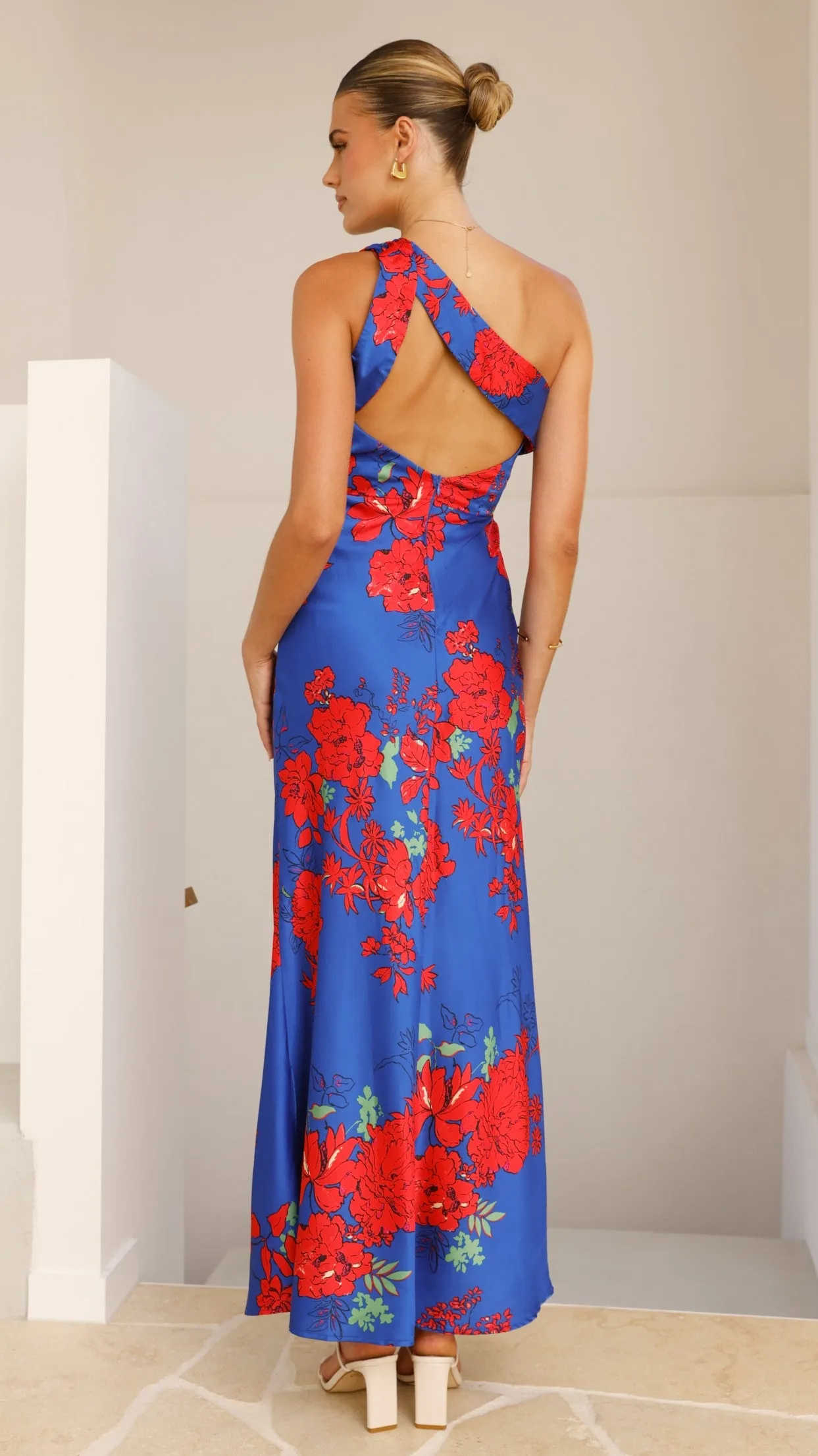 Leah Maxi Dress - Blue/Red Floral sold by Billy J product image thumbnail 2