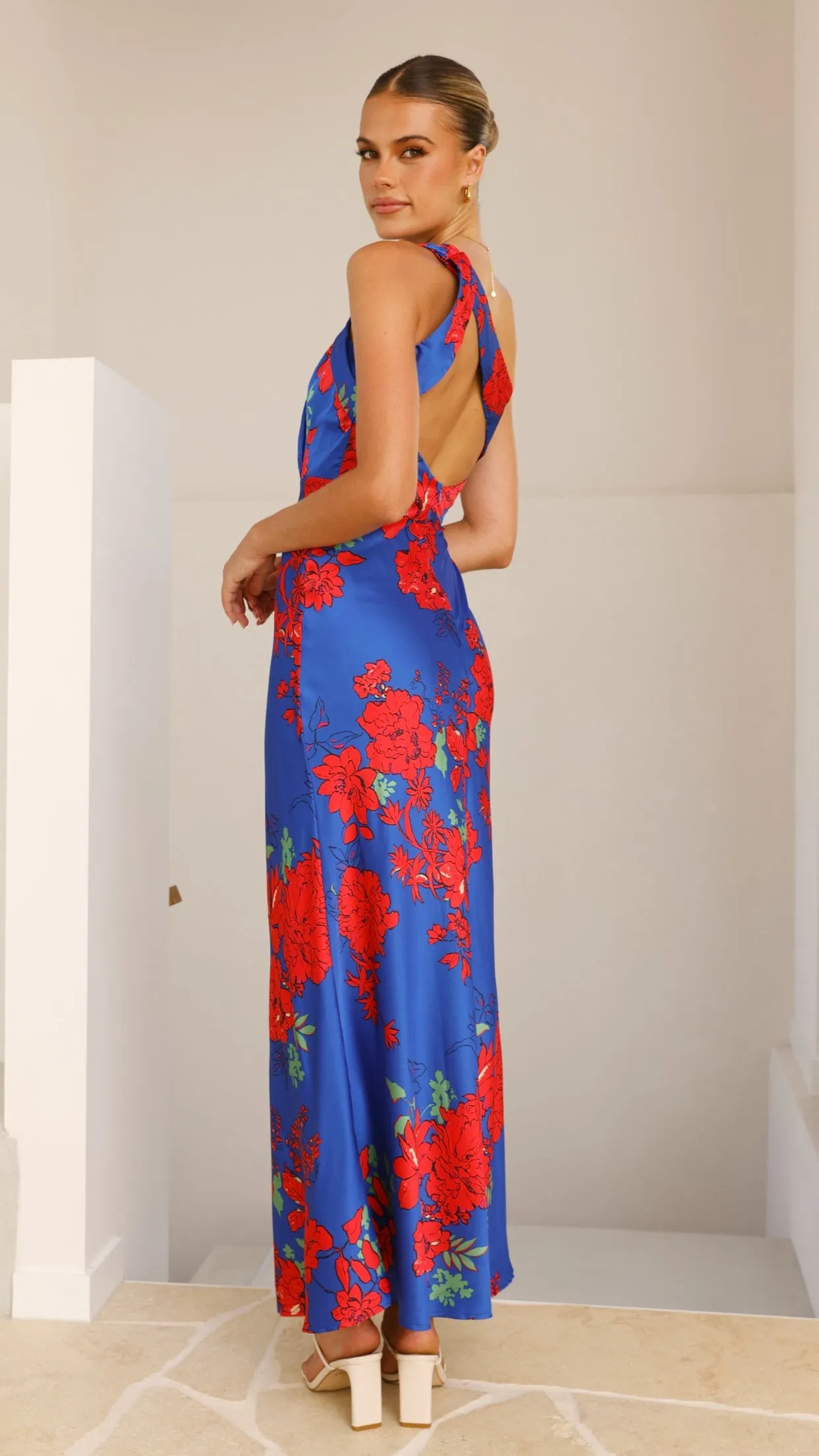 Leah Maxi Dress - Blue/Red Floral sold by Billy J product image thumbnail 4