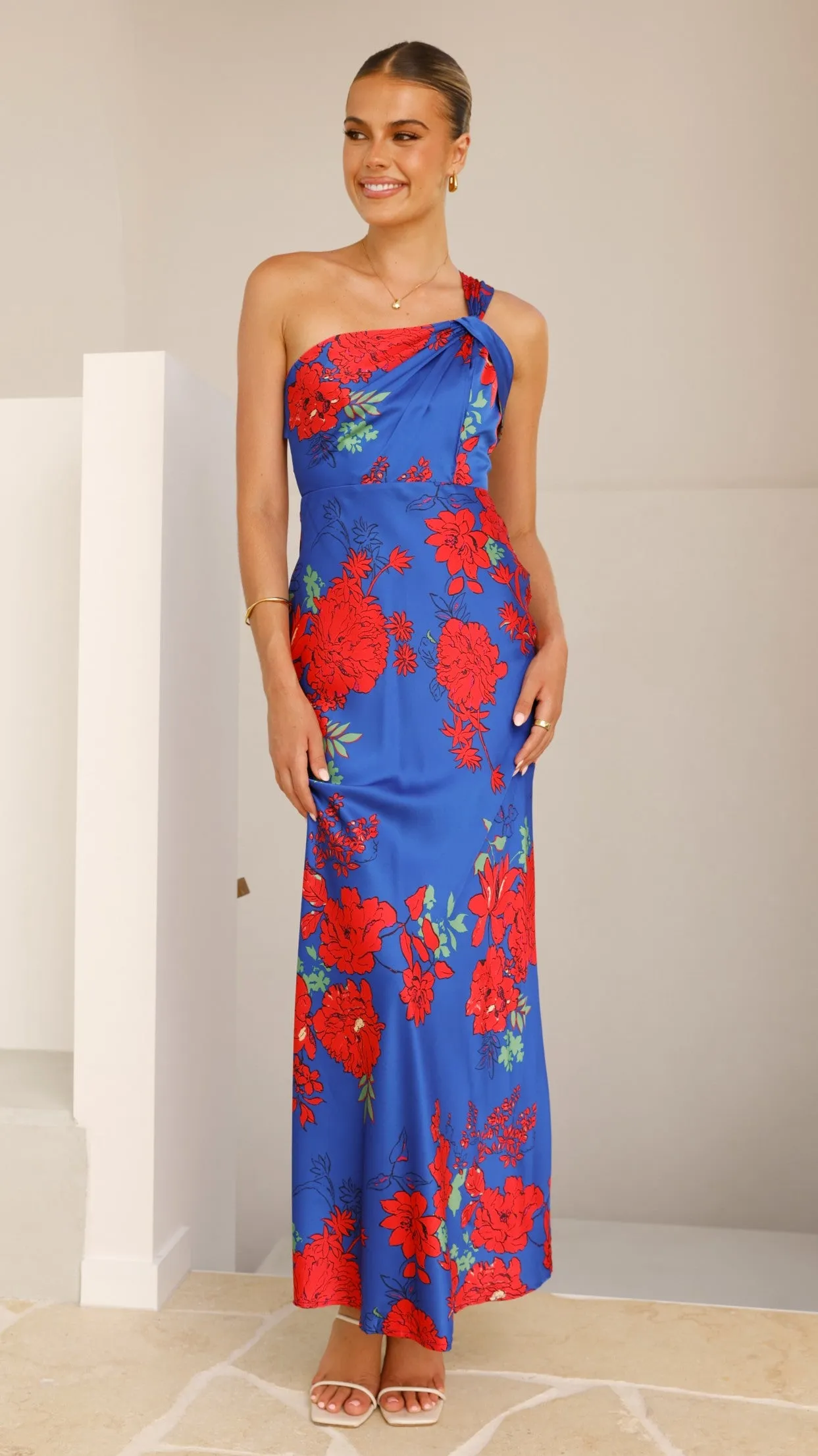 Leah Maxi Dress - Blue/Red Floral sold by Billy J product image thumbnail 3