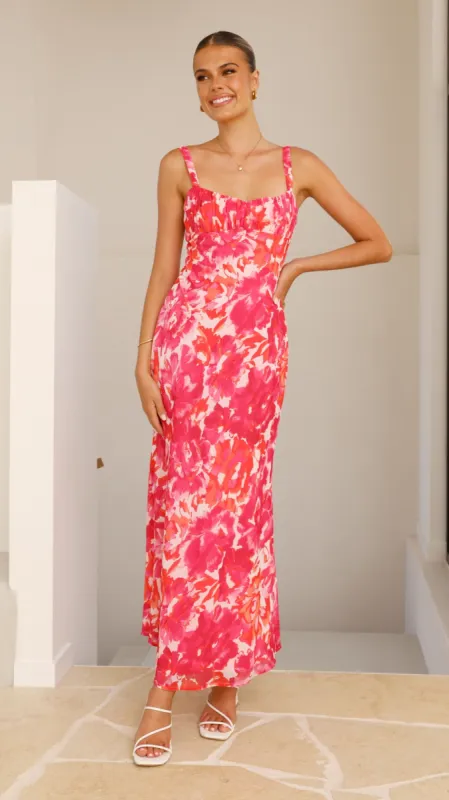 Margo Midi Dress - Pink/Red Floral sold by Billy J