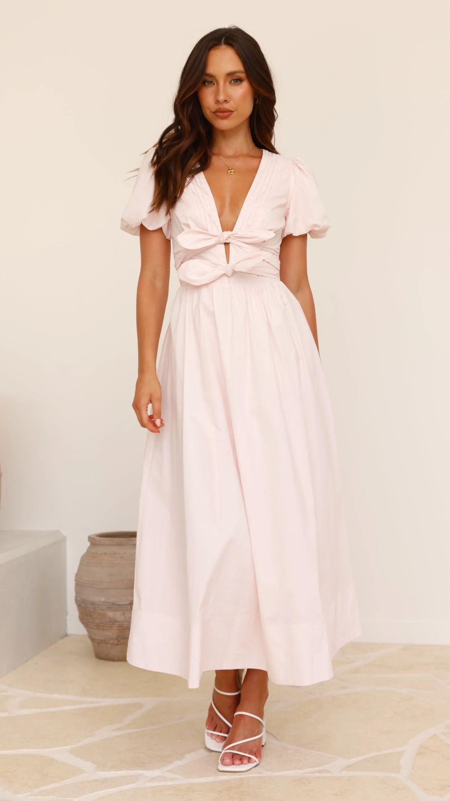 Sharni Bow Midi Dress - Soft Pink sold by Billy J product image thumbnail 4