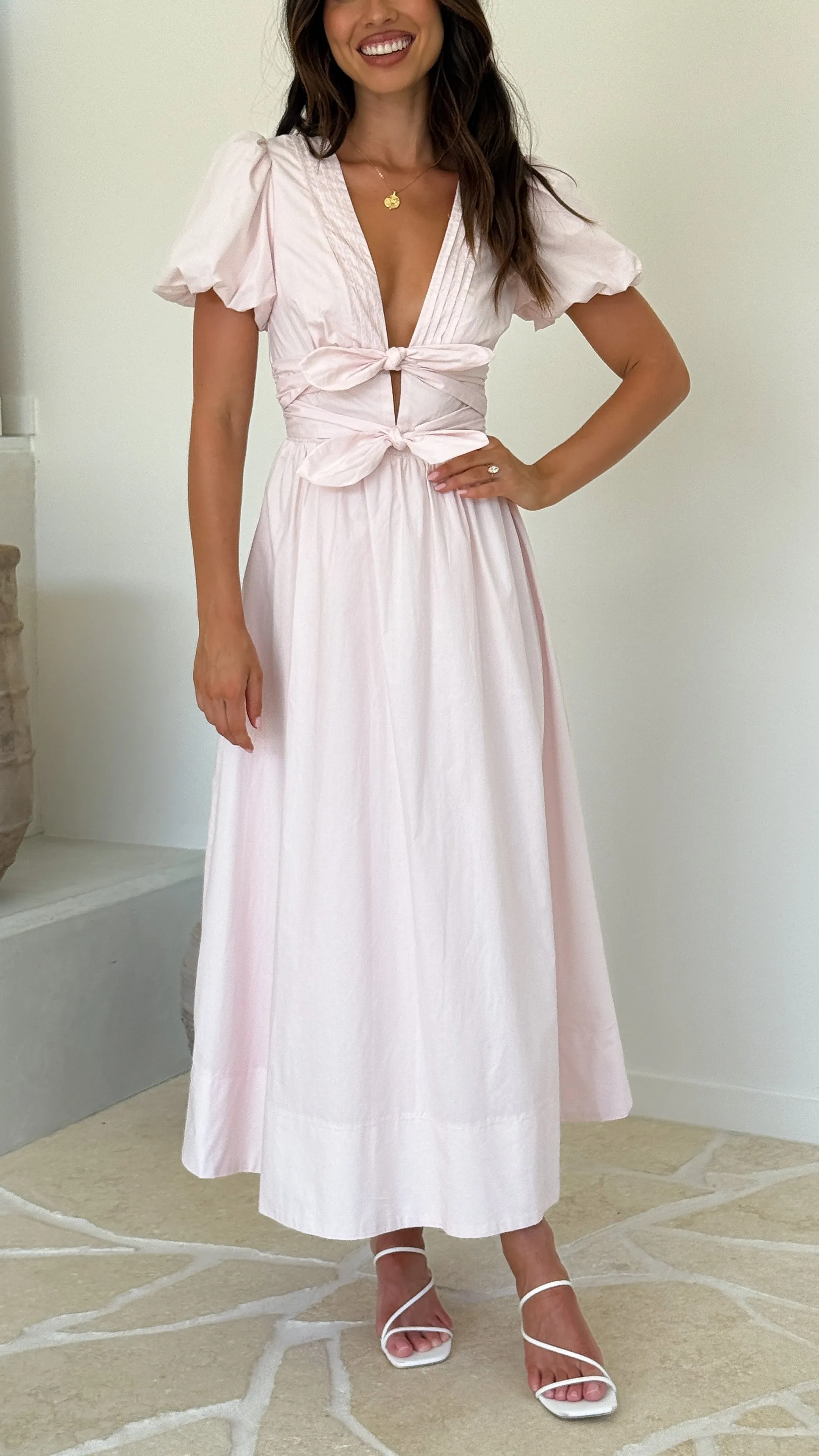 Sharni Bow Midi Dress - Soft Pink sold by Billy J product image thumbnail 5