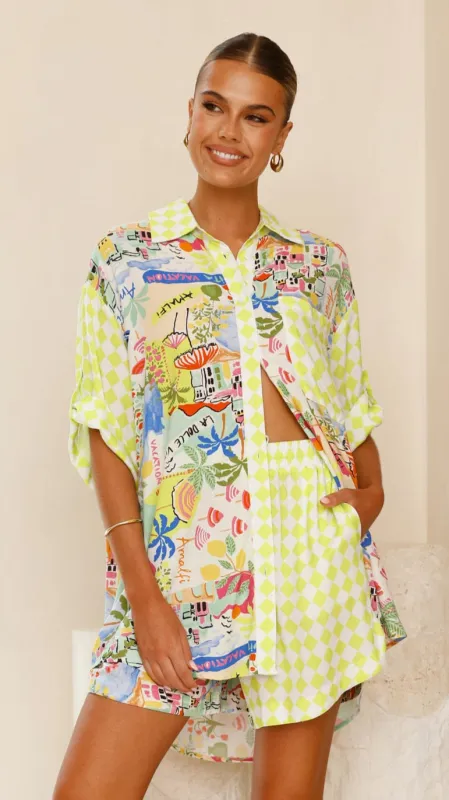 Tahnee Button Up Shirt and Shorts Set - La Dolce Vita Print sold by Billy J