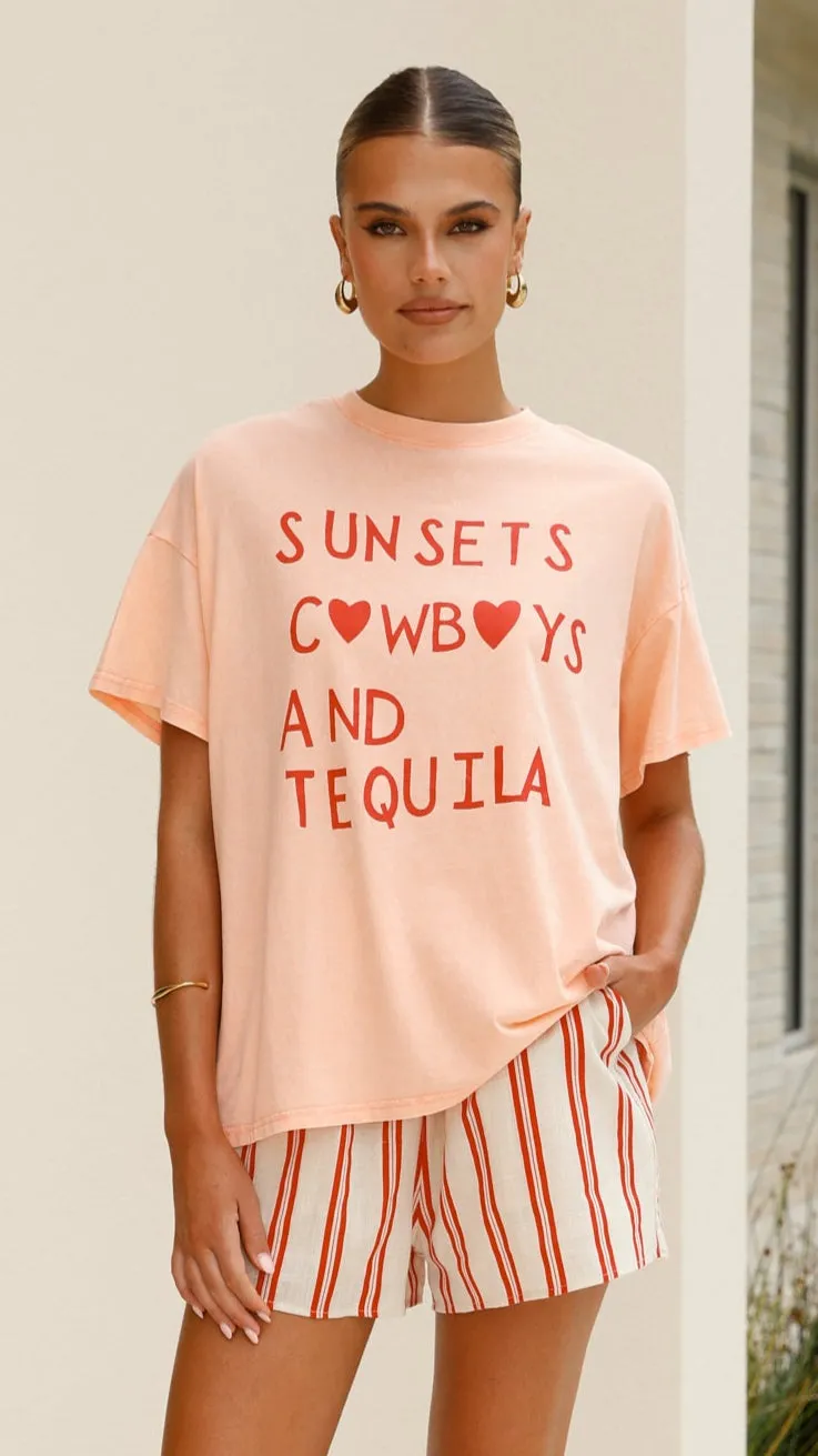 Sunsets & Cowboys Top and Shorts Set - Peach sold by Billy J