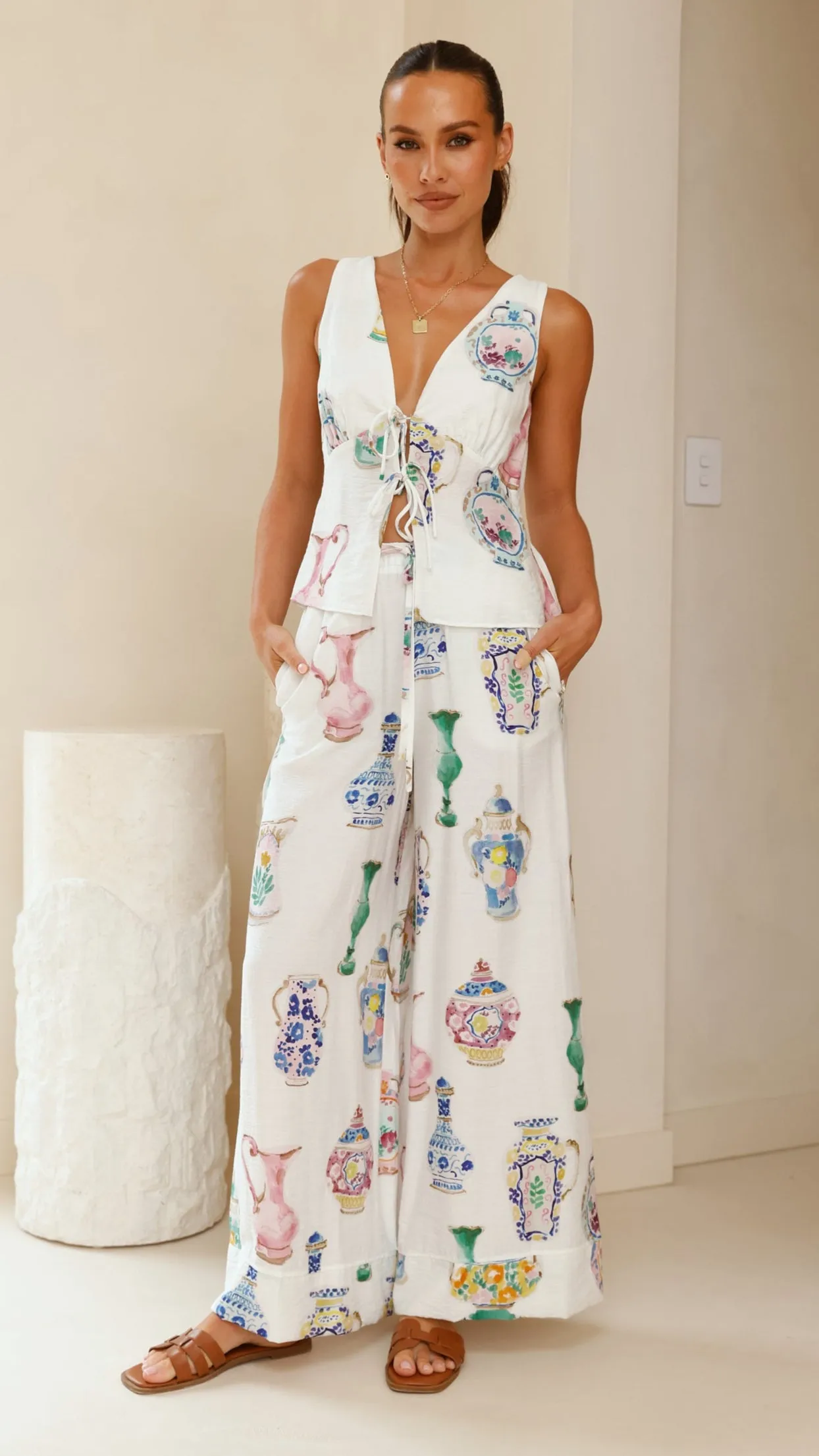 Sabin Pants - Vase Print sold by Billy J