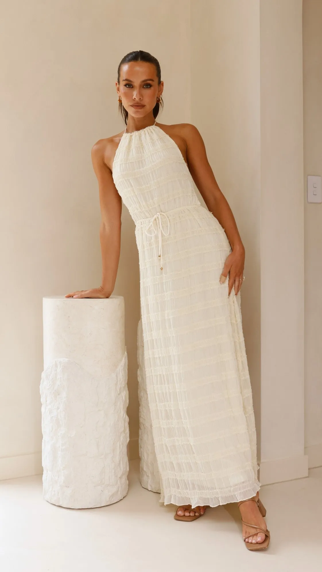 Melanie Halter Neck Maxi Dress - Cream sold by Billy J product image thumbnail 3