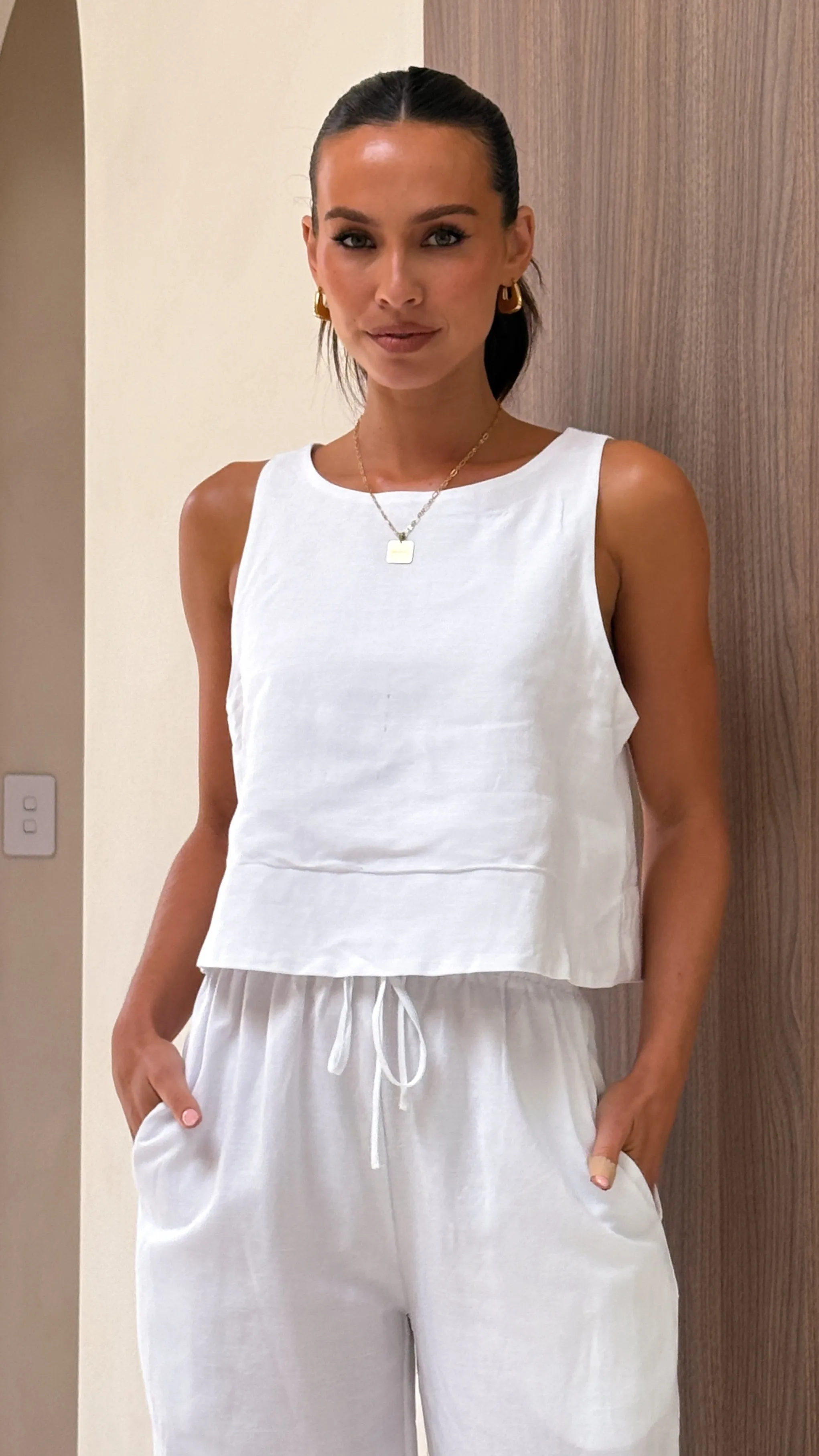 Lumina Linen Top - White sold by Billy J product image thumbnail 4