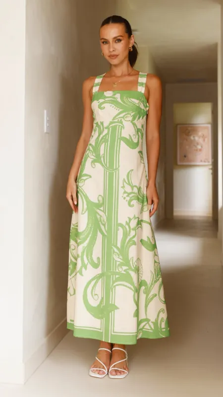 Mandy Maxi Dress - Sage / Cream sold by Billy J