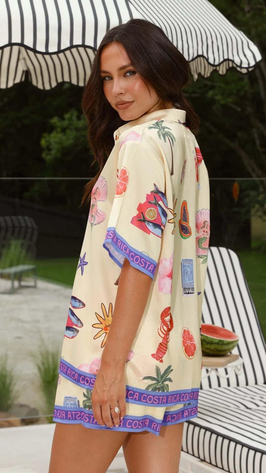 Costa Rica Satin Shirt and Shorts Set - Yellow sold by Billy J product image thumbnail 3