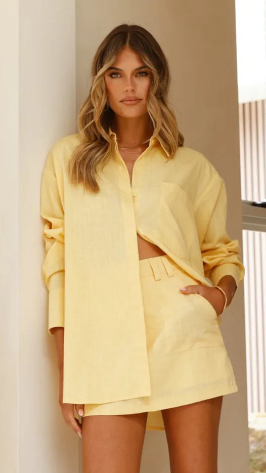 Charla Button Up Top - Yellow sold by Billy J