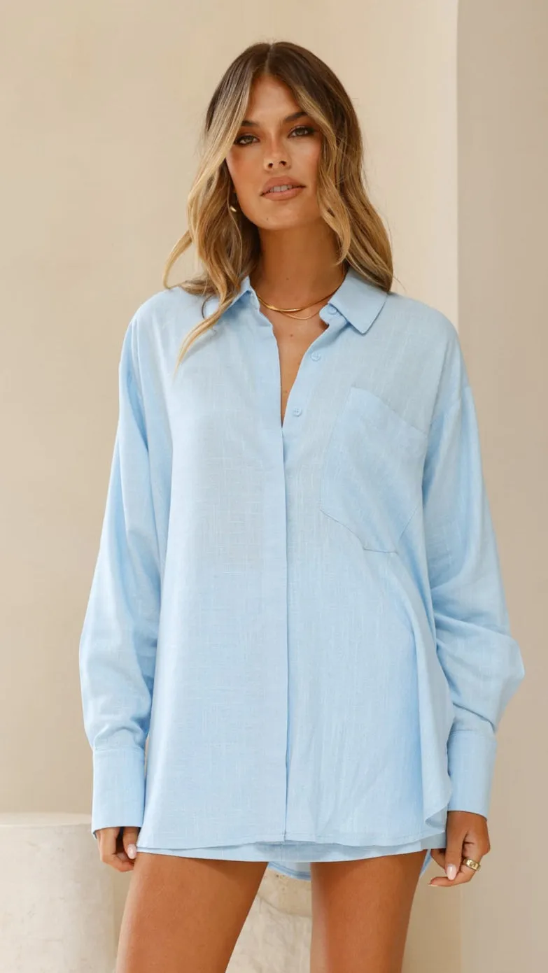 Charla Button Up Top - Blue sold by Billy J product image thumbnail 4