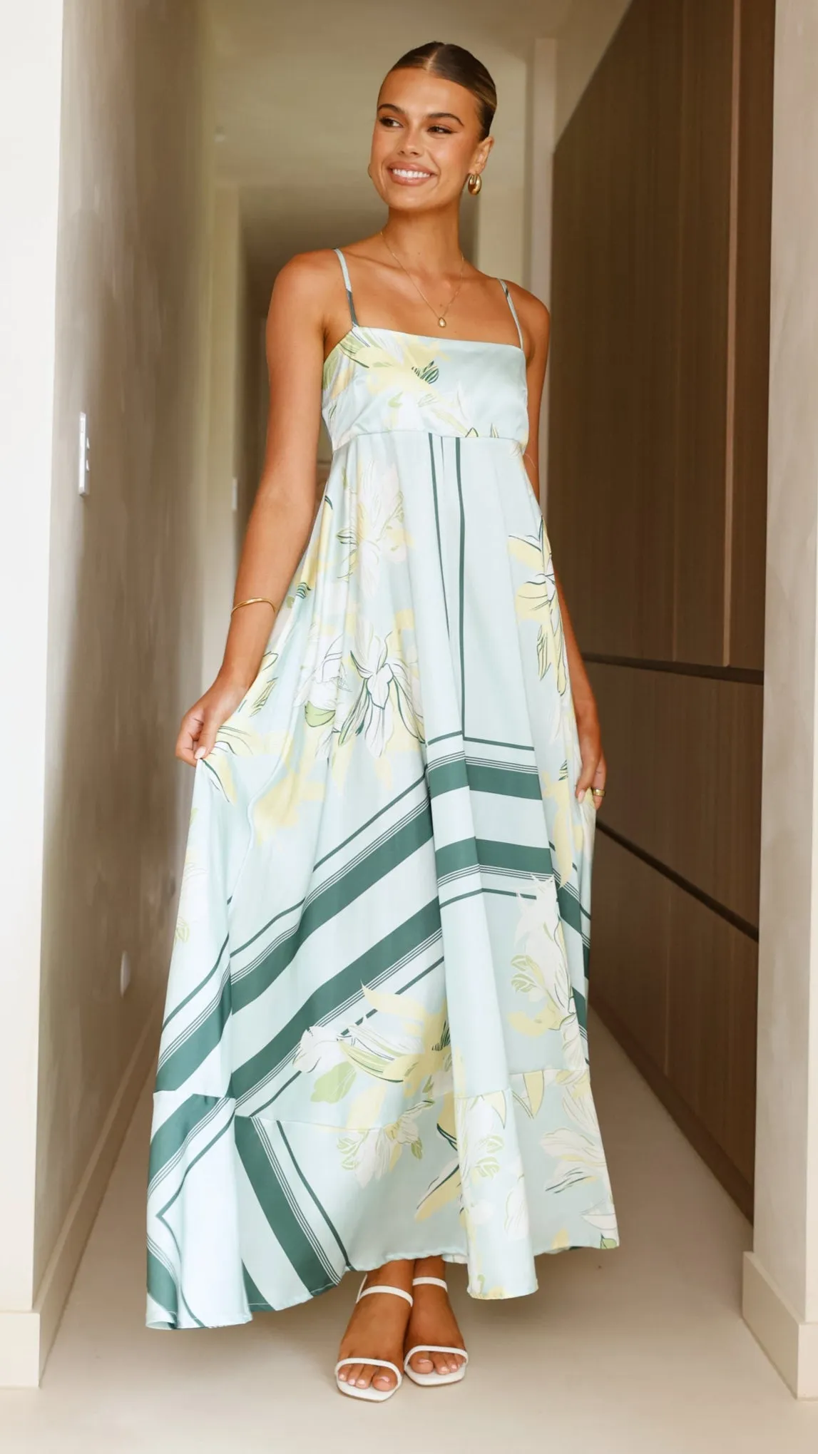 Kaethe Maxi Dress - Aqua/Yellow Print sold by Billy J product image thumbnail 5