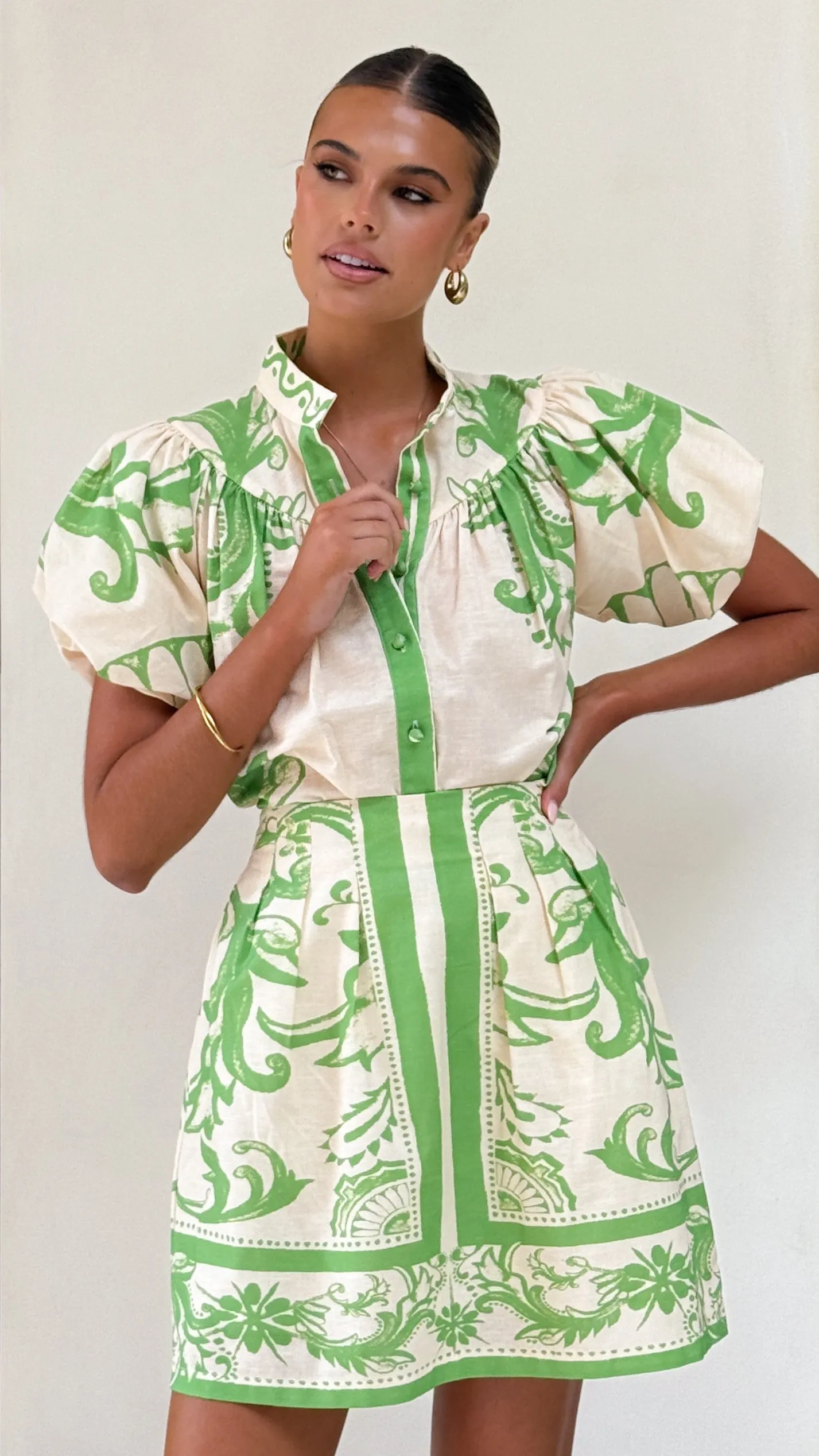 Laraine Mini Skirt - Sage / Cream sold by Billy J product image thumbnail 5